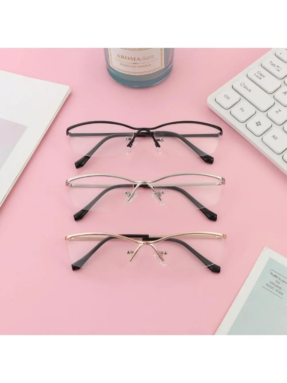 3 Pack Blue Light Blocking Half Frame Reading Glasses for Men & Women - Thin